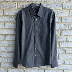 UNTUCKit Long Sleeve Button Up 100% Cotton Gray Check Shirt Men's Size M